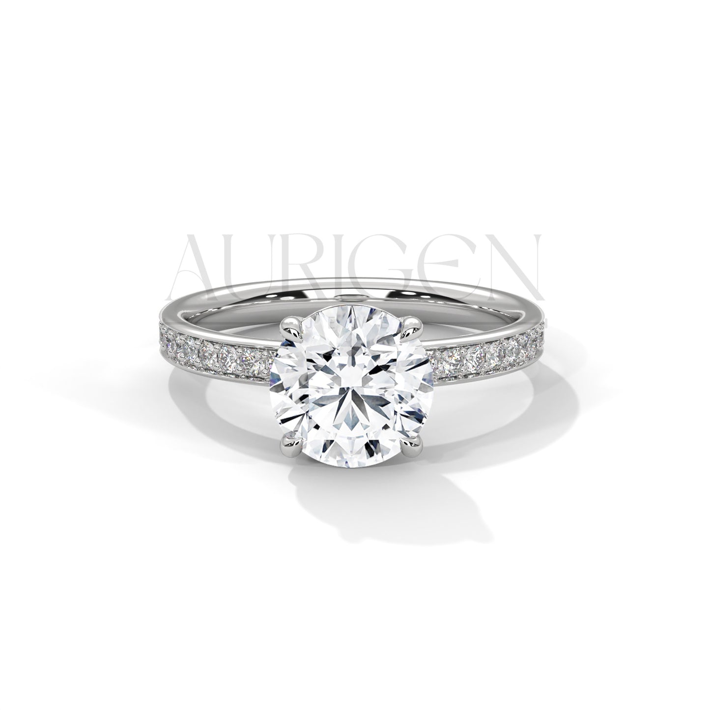 Classic 2.0 CT Round Cut Diamond Ring – 14K Solid Gold with Pave Accents