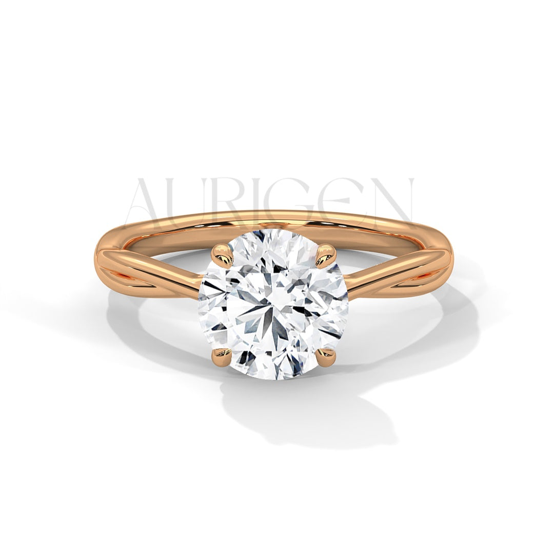 Twist Solitaire 2.00 CT Round Cut Moissanite Diamond Engagement Ring