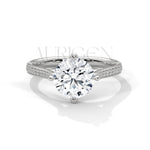 Sparkling Elegance: Round Cut Diamond with Side Pave Setting in 14K Yellow Gold Ring