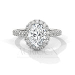 Dazzling 14K Solid Gold Engagement Ring Oval Cut Moissanite Diamond Halo and Pave Setting Ring