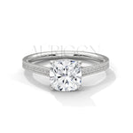 Elegant Cushion Cut Ring in 14K Solid Gold with Pave Diamonds