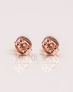 Dainty 14k Rose Gold Round Cut Bezel Diamond Stud Earrings