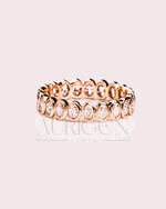 Brilliant Oval Cut Moissanite & Leb Diamond Bezel Set Eternity Band – 14K Solid Gold
