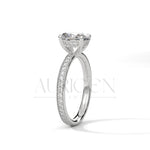 Oval Cut Engagement Ring with Pave Band – 14K Solid Gold, Classic Elegance