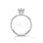 Oval Cut Engagement Ring with Pave Band – 14K Solid Gold, Classic Elegance