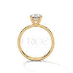 Oval Cut Engagement Ring with Pave Band – 14K Solid Gold, Classic Elegance