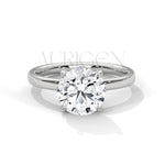 Simple and Stunning Round Cut Moissanite Ring in 14K Solid Gold