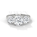 Classic Three Stone Round Cut Moissanite Diamond Ring in 14K Solid Gold