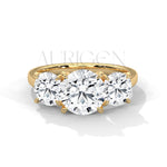 Classic Three Stone Round Cut Moissanite Diamond Ring in 14K Solid Gold