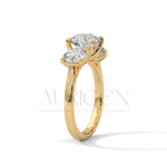 Classic Three Stone Round Cut Moissanite Diamond Ring in 14K Solid Gold