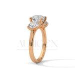Classic Three Stone Round Cut Moissanite Diamond Ring in 14K Solid Gold