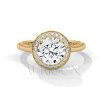 Dazzling 2.0 CT Round Cut Halo Diamond Engagement Ring in 14K Solid Gold