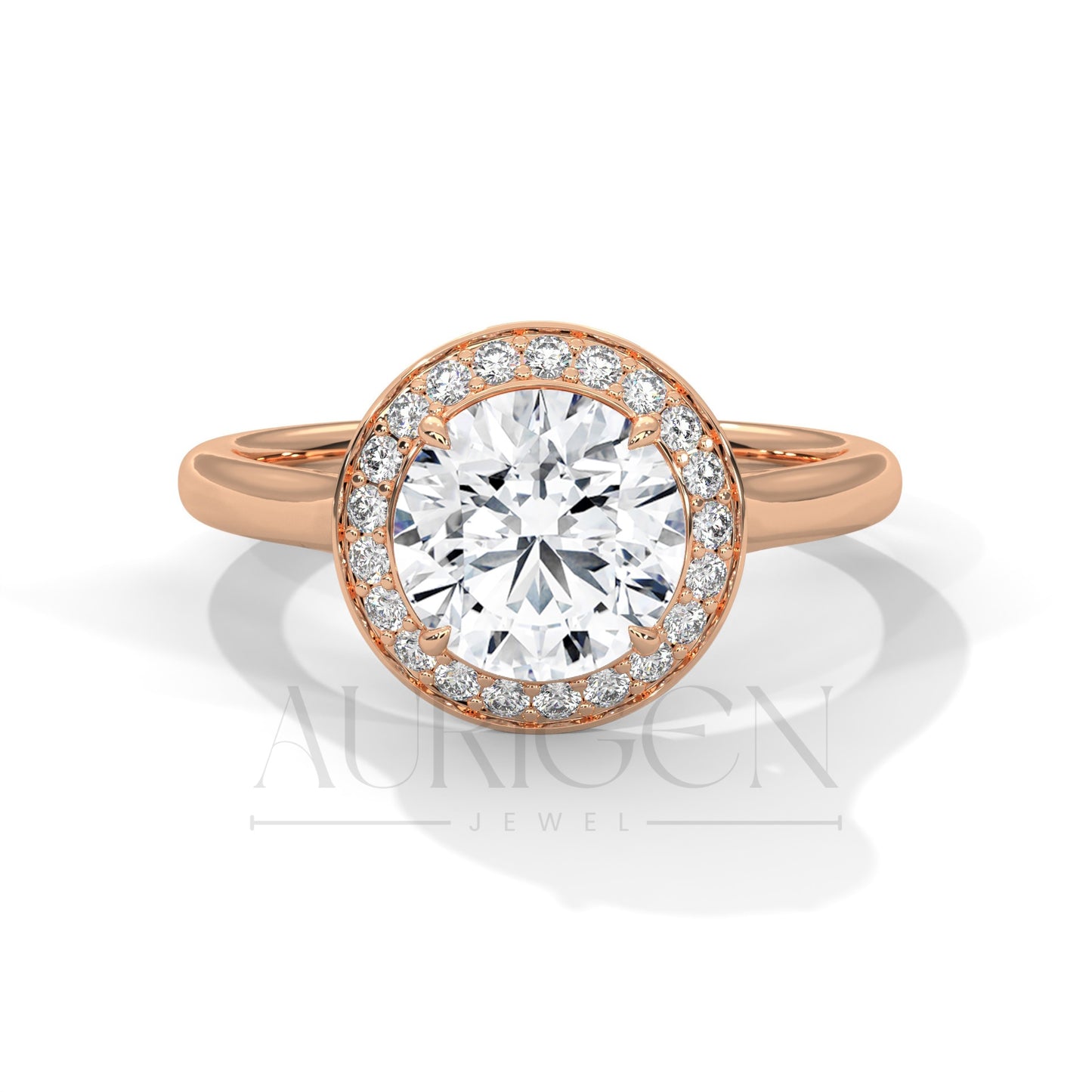 Dazzling 2.0 CT Round Cut Halo Diamond Engagement Ring in 14K Solid Gold