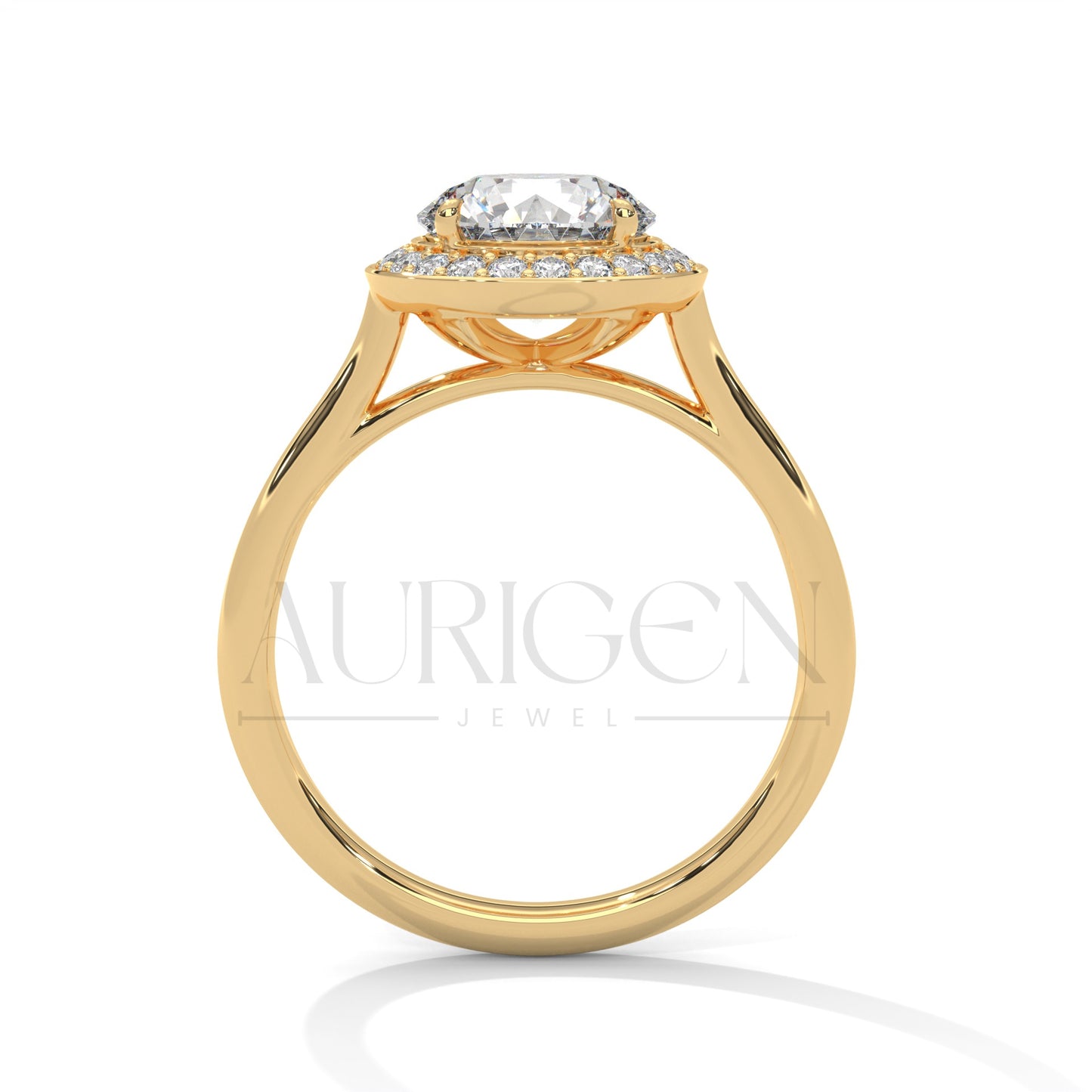 Dazzling 2.0 CT Round Cut Halo Diamond Engagement Ring in 14K Solid Gold