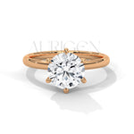Classic 6-Prong Set 2.00 CT Round Cut Solitaire Engagement Ring in 14K Solid Gold