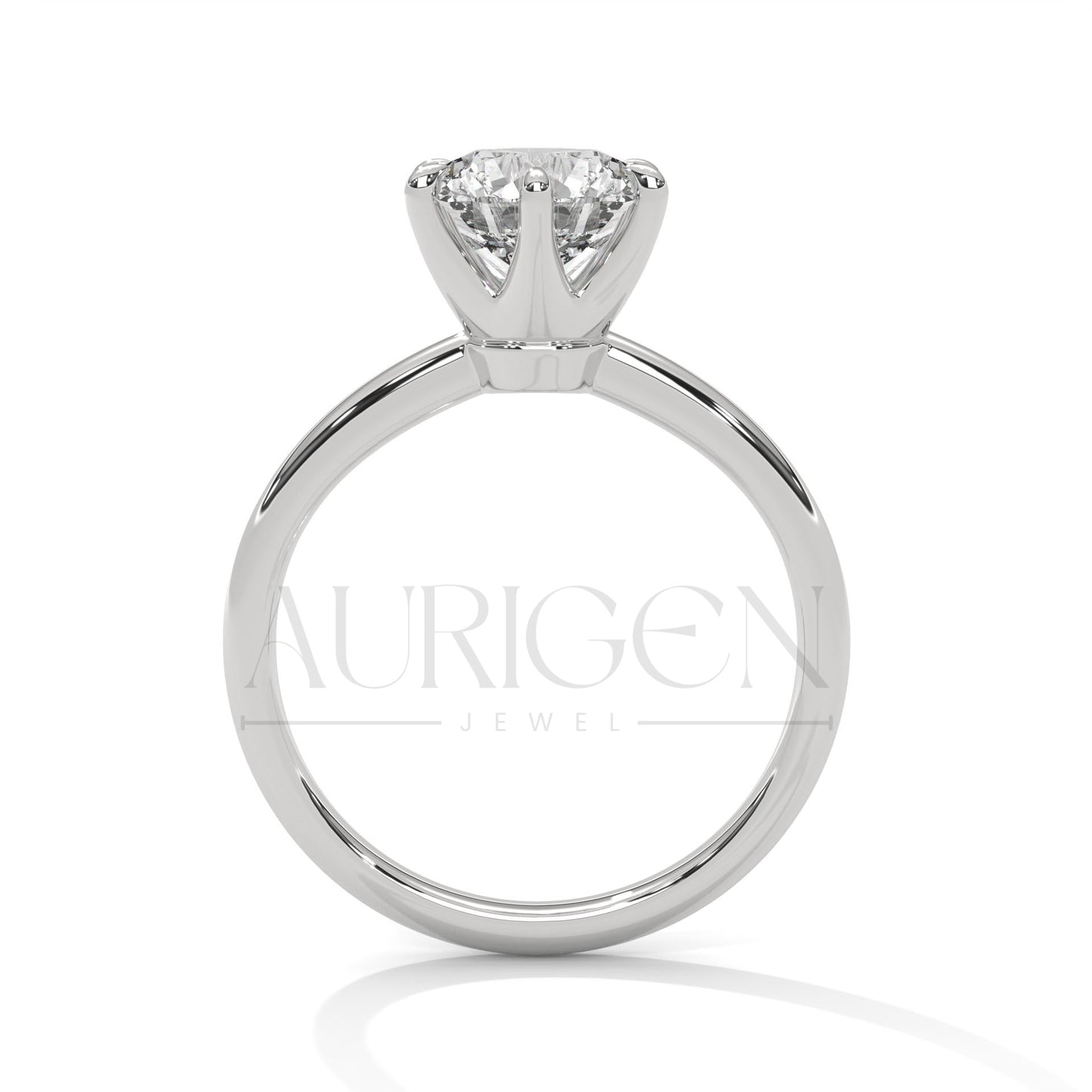 Classic 6-Prong Set 2.00 CT Round Cut Solitaire Engagement Ring in 14K Solid Gold