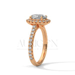 Dazzling 14K Solid Gold Engagement Ring Oval Cut Moissanite Diamond Halo and Pave Setting Ring