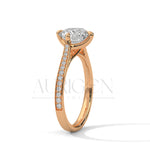 Sparkling Elegance: Round Cut Diamond with Side Pave Setting in 14K Yellow Gold Ring