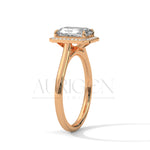 The Regal Radiance – 2.00 CT Emerald Cut Moissanite Halo Diamond Ring in 14K Solid Gold