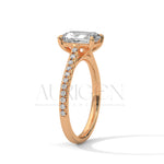 Timeless Emerald Cut Moissanite Ring with Pave Diamond Band