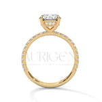 2.0 CT Round Brilliant Cut Diamond Pave Engagement Ring in 14K Solid Gold