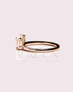 Oval & Trapezoid Moissanite & Leb Diamond Engagement Ring Set 14K Solid Gold