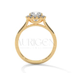 14K Solid Gold Cushion Halo Diamond Engagement Ring