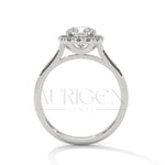14K Solid Gold Cushion Halo Diamond Engagement Ring
