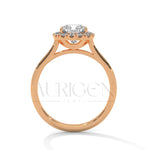 14K Solid Gold Cushion Halo Diamond Engagement Ring