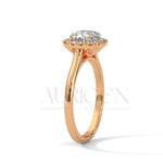 14K Solid Gold Cushion Halo Diamond Engagement Ring