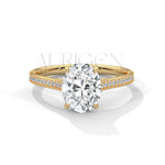 2 Ct Oval Cut Diamond Solitaire Ring with Pave Band in 14K Solid Gold Ring