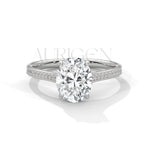 2 Ct Oval Cut Diamond Solitaire Ring with Pave Band in 14K Solid Gold Ring