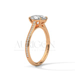 2 Ct Oval Cut Diamond Solitaire Ring with Pave Band in 14K Solid Gold Ring