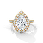 Classic Pear Shaped Halo Engagement Ring with Diamond Accents