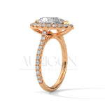 Classic Pear Shaped Halo Engagement Ring with Diamond Accents