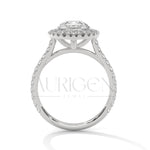 Classic Pear Shaped Halo Engagement Ring with Diamond Accents