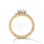 2 Ct Round Diamond Halo Ring with Split Shank in 14K Solid Gold