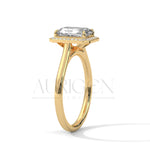 The Regal Radiance – 2.00 CT Emerald Cut Moissanite Halo Diamond Ring in 14K Solid Gold