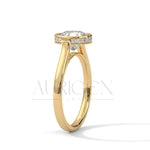 Brilliant Round Cut Moissnite & Lab Diamond Bezel Set 14K Solid Gold Ring