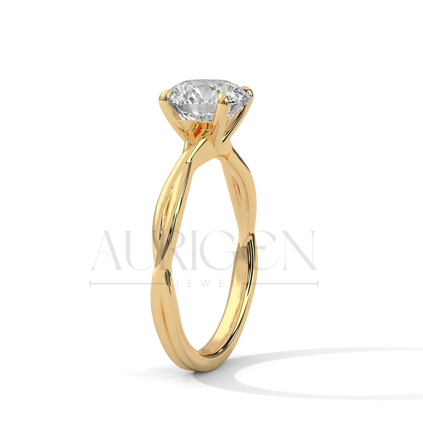 Twist Solitaire 2.00 CT Round Cut Moissanite Diamond Engagement Ring