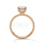 2.0 CT Round Brilliant Cut Diamond Pave Engagement Ring in 14K Solid Gold