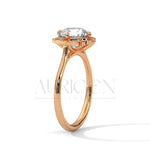 Floral Halo 2.00 CT Round Cut Diamond 14K Solid Gold Engagement Ring