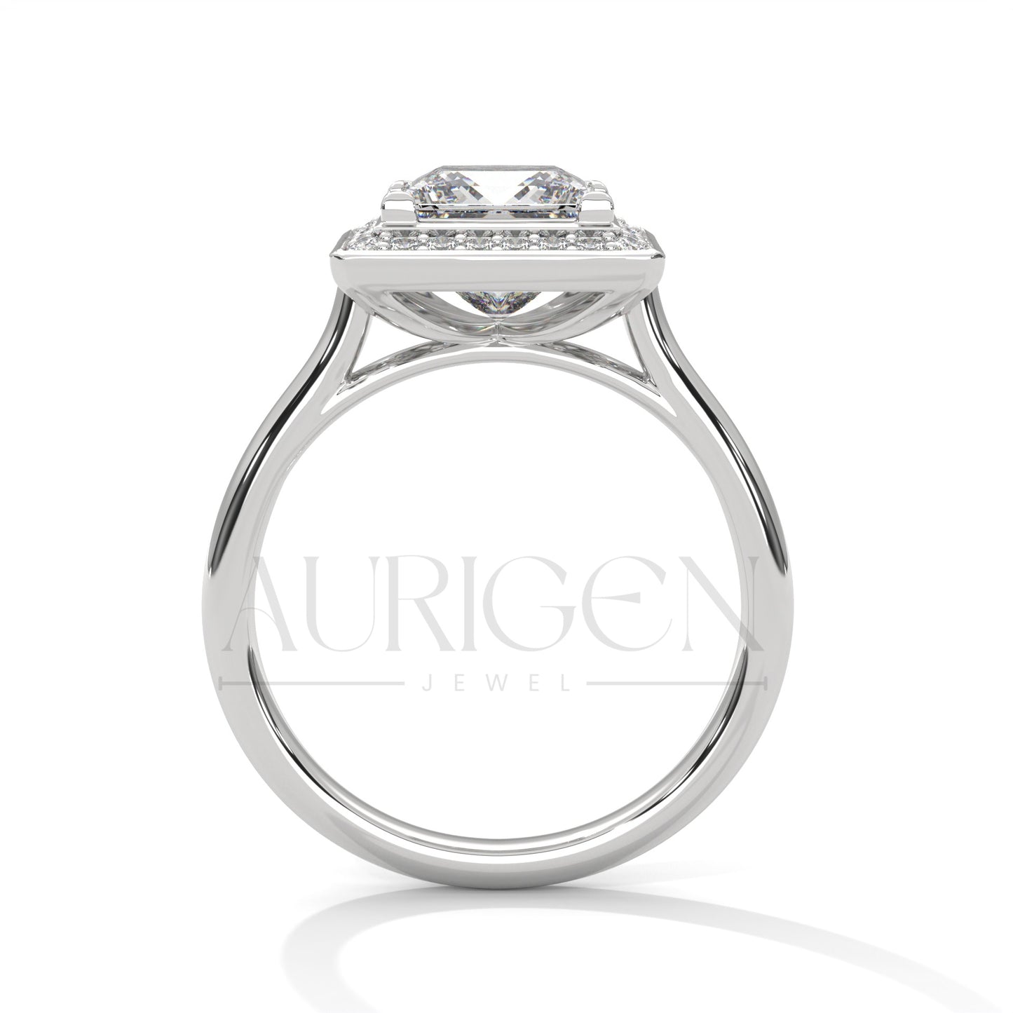 2.0 CT Princess Cut Diamond Engagement Ring with Halo in 14K Solid Gold