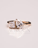 Toi Et Moi Princess and Pear Cut Moissanite & Lab Grown Diamond Engagement Ring