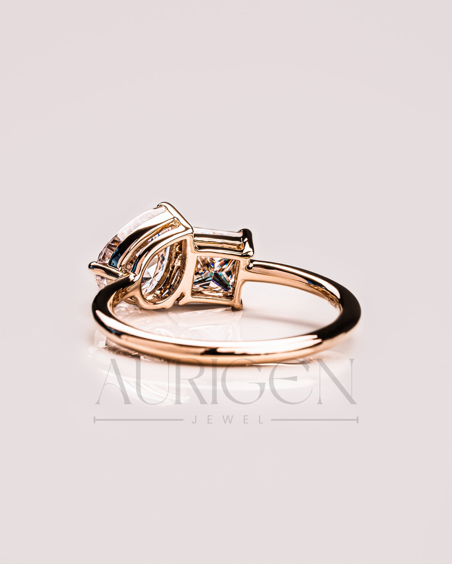 Toi Et Moi Princess and Pear Cut Moissanite & Lab Grown Diamond Engagement Ring