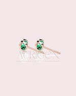 Unique Bezel Setting Stud Earrings - Green Round Cut Moissanite and Lab Grown Diamond