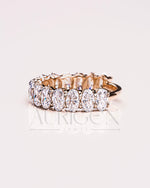 14K Solid Gold Crushed Ice Oval Moissanite & Leb Diamond Eternity Band