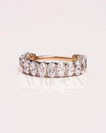 14K Solid Gold Crushed Ice Oval Moissanite & Leb Diamond Eternity Band