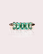 Moissanite and Leb Created 5-Emerald Cut Band in 18K Rose Gold