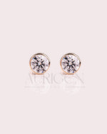 Brilliant Round Cut Bezel Setting Moissanite and Lab Grown Diamond Earrings